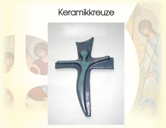 Wir führen ein
reichhaltiges Sortiment
an Keramikkreuzen in
verschiedenen Größen
und Farben.